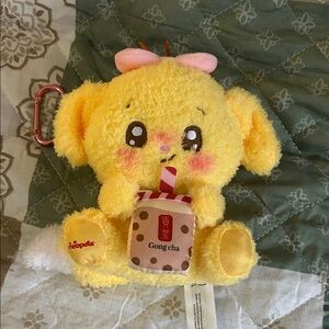Yellow Plush Keychain Holding Gong Cha Cup neopets kacheek